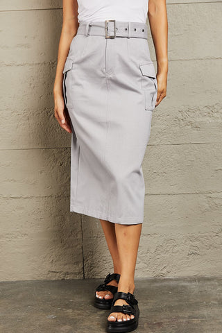 HYFVE Professional Poise Buckled Midi Skirt