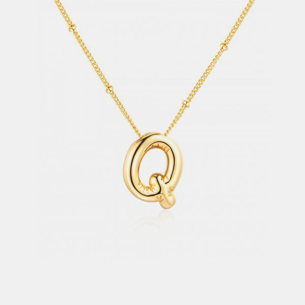 Gold-Plated Letter Pendant Necklace