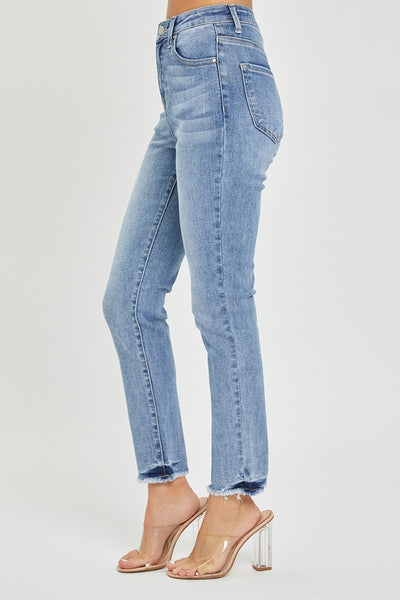 RISEN Full Size High Rise Frayed Hem Skinny Jeans