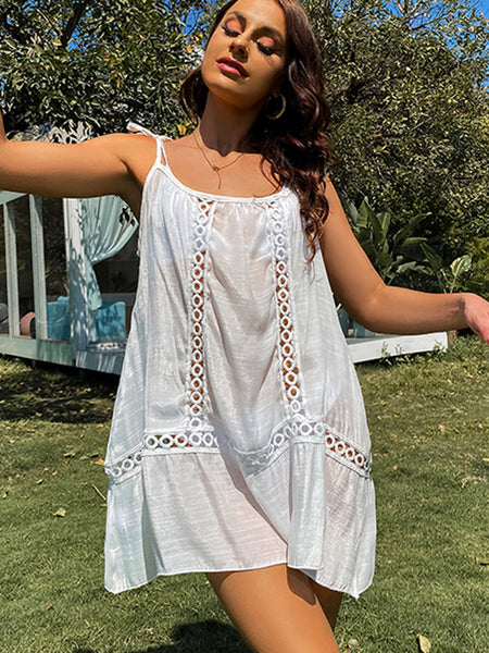 Cutout Scoop Neck Spaghetti Strap Cover Up