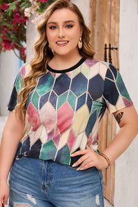 Plus Size Gradient Color Block Tee Shirt