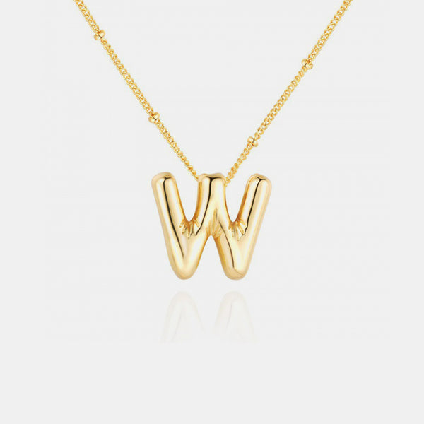 Gold-Plated Letter Pendant Necklace