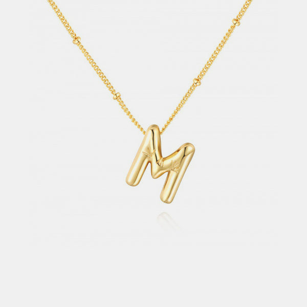 Gold-Plated Letter Pendant Necklace