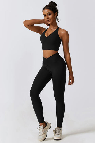 Crisscross Sports Bra and Leggings Set