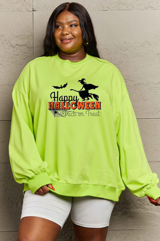 Simply Love Full Size HAPPY HALLOWEEN TRICK OR TREAT Graphic Sweatshirt