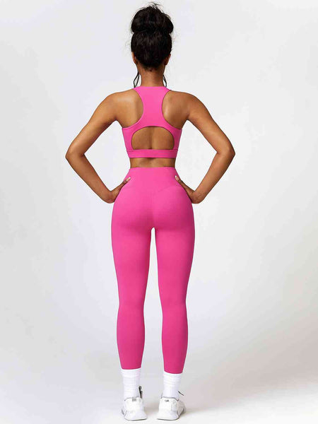 Cutout Cropped Sport Tank and Leggings Set