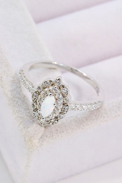 Modern Love Story Opal and Zircon Ring