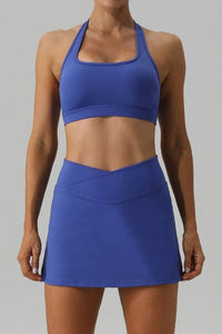 Halter Neck Tank and Slit Skirt Active Set