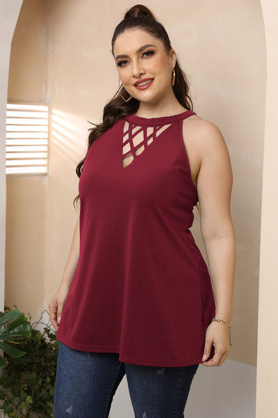 Plus Size Halter Neck Cutout Sleeveless Dress