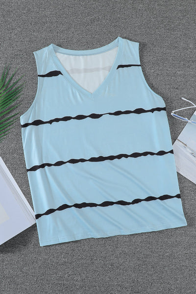 Plus Size Printed V-Neck Tank