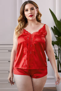 Plus Size Satin Cami Shorts Set