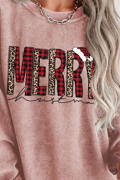 MERRY CHRISTMAS Round Neck Long Sleeve Sweatshirt