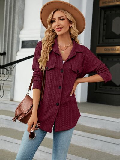 Textured Button Up Dropped Shoulder Shirt