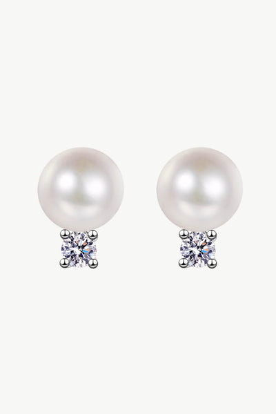 Moissanite Pearl Stud Earrings