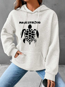 Full Size Turtle Graphic Drawstring Hoodie