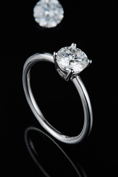 1 Carat Moissanite 925 Sterling Silver Solitaire Ring