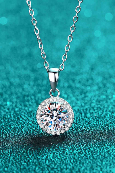 Adored Chance to Charm 1 Carat Moissanite Round Pendant Chain Necklace