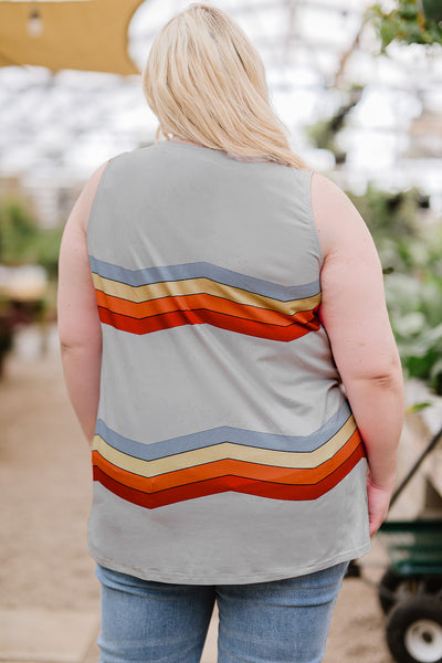 Plus Size Printed V-Neck Tank