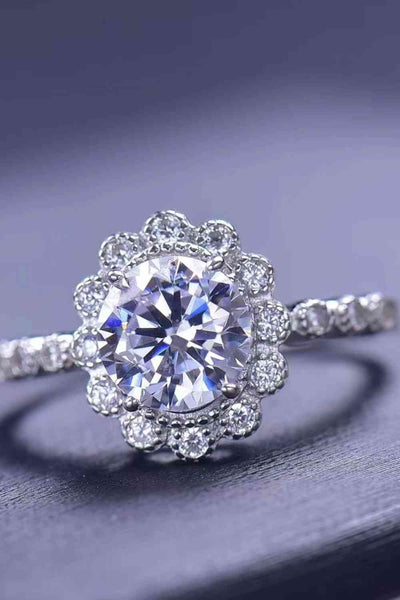 1.5 Carat Moissanite Floral-Shaped Cluster Ring