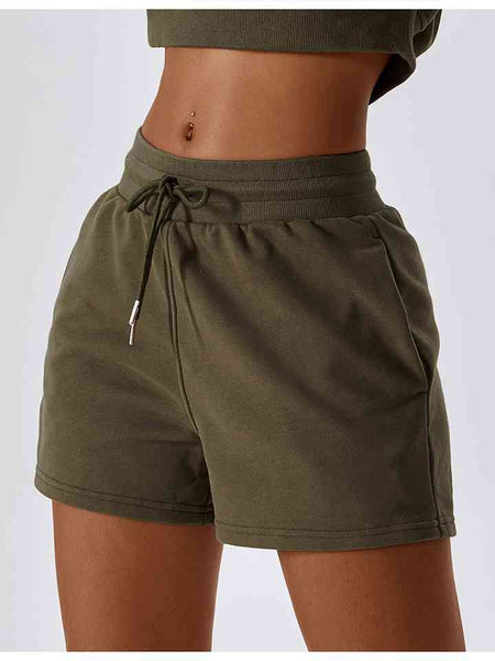 Drawstring Smocked Waist Sports Shorts