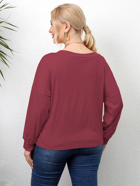 Plus Size Twisted Drop Shoulder T-Shirt