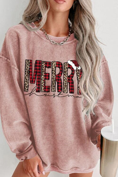 MERRY CHRISTMAS Round Neck Long Sleeve Sweatshirt