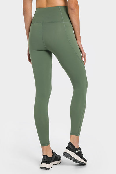 High Waist Ankle-Length Yoga Leggings with Pockets